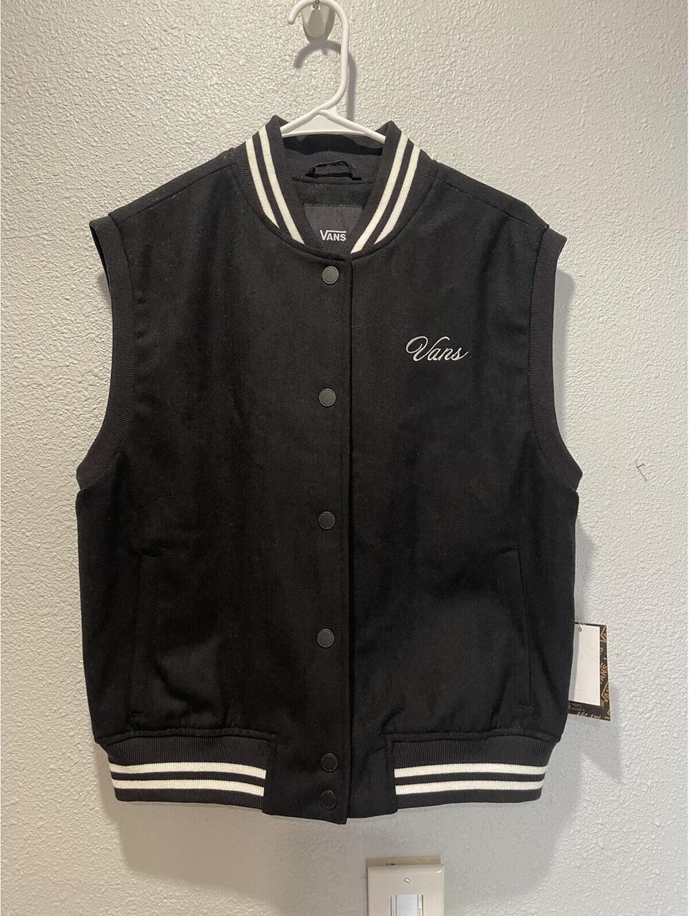 Vans Black Sleeveless Varsity Jacket Vest X-Small